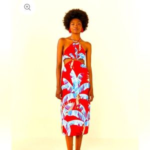 FARM RIO Sweet Jungle Cut out midi dress Sz M